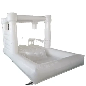 Portable White Inflatable Trampoline with Ball Pool and Mini Castle Multi Functional