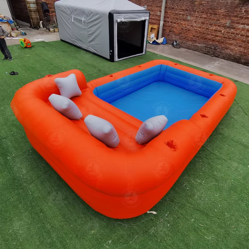 Portable White Swimming Pool Quick Setup Family Spa Sofa Pool Inflatable Lounge Pool with Non Slip Blue Bottom