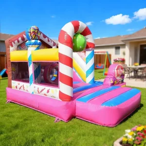 Premium Commercial Candy Inflatable Jumping Castle for Kids Birthday Party with Durable PVC Material and Safety Features