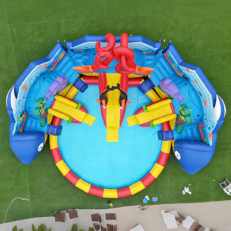 Parc Aquatique Gonflable Modulaire Premium pour Stations Balnéaires avec Toboggans et Obstacles en Flottant de Qualité Commerciale Durable