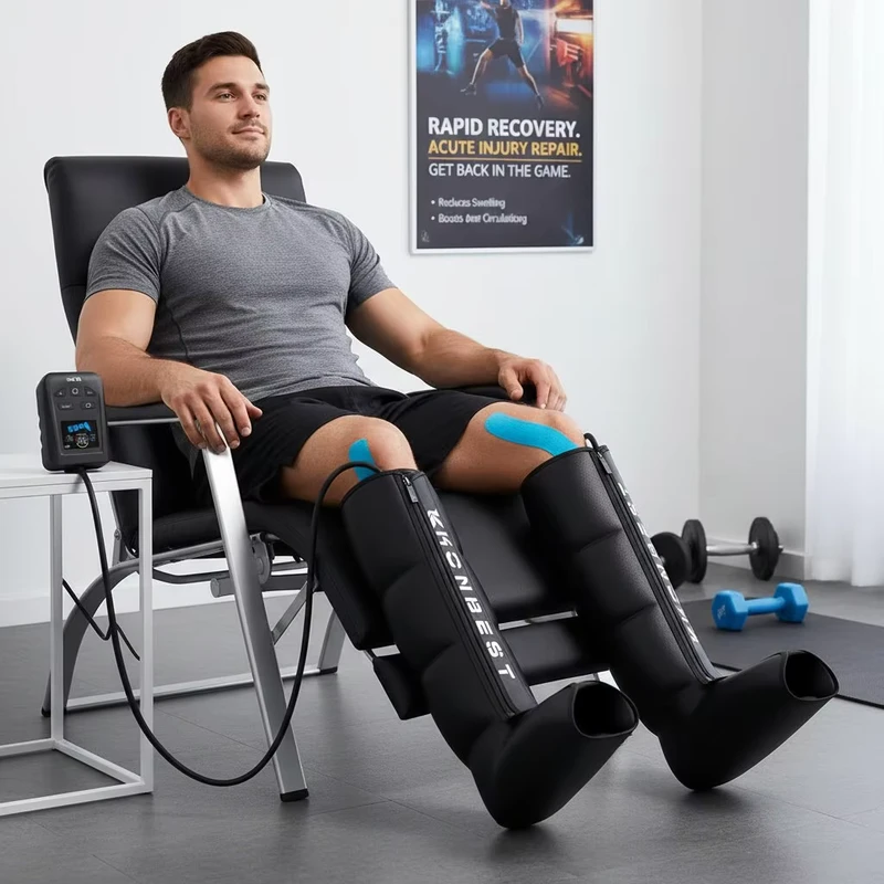 Bottes de massage par compression d'air pour la récupération des athlètes, drainage lymphatique séquentiel à 4 chambres