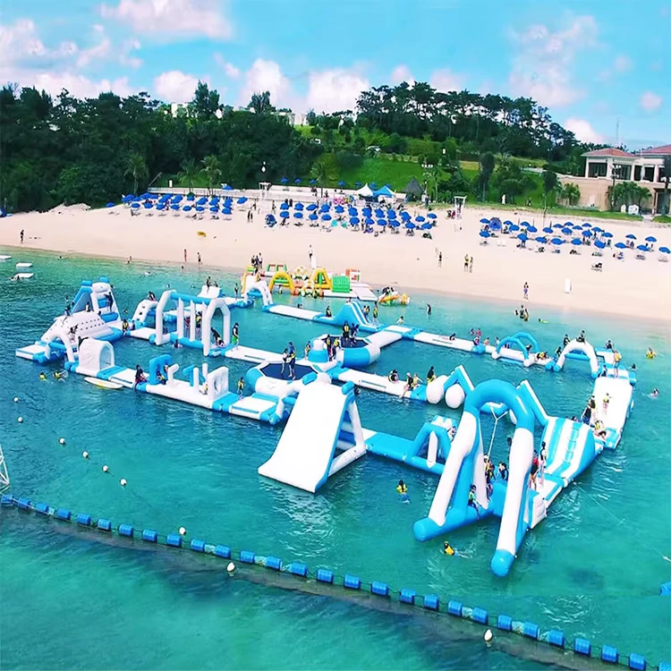 Professional Custom Commercial Carnival Inflatable Floating Aqua Sports Water Amusement Park Obstacle Course for Kids and Adults