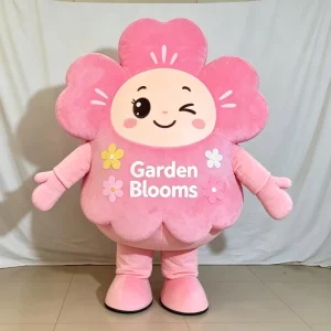 Costume Mascotte Gonfiabile Personalizzato con Personaggio Cartone Animato, Fiori Rosa per Adulti, Tema Animale Anime per Natale