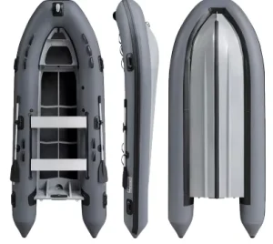 Professional Gray 5/7 Person PVC Inflatable Fishing Boat Aluminum Alloy Hull And Bottom Plate Suitable For Family Outdoor Use