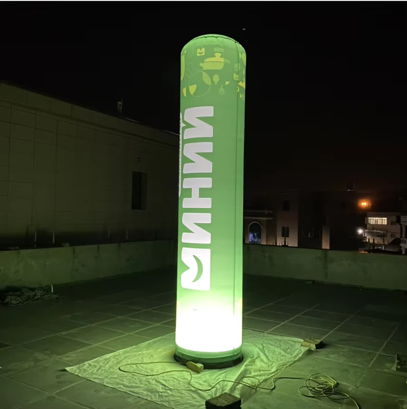 전문 고품질 다채로운 옥스포드 천 2.5M 인플레이터블 컬럼 LED 기둥, 빛나는 야외 전시 이벤트 광고
