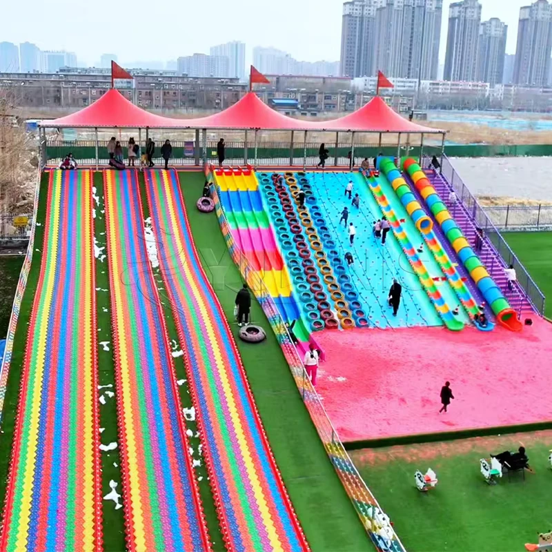 Professionele Fabrikant Buiten Amusementspark Commerciële Regenboogglijbaan Voor Volwassenen En Kinderen