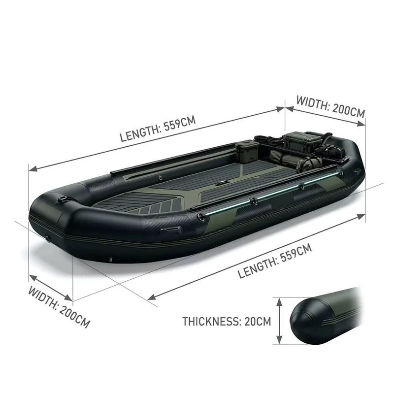 Kayak Gonfiabile Professionale Multiuso per Avventure di Pesca e Soccorso, Barca Gonfiabile a Pressione Elevata Drop Stitch