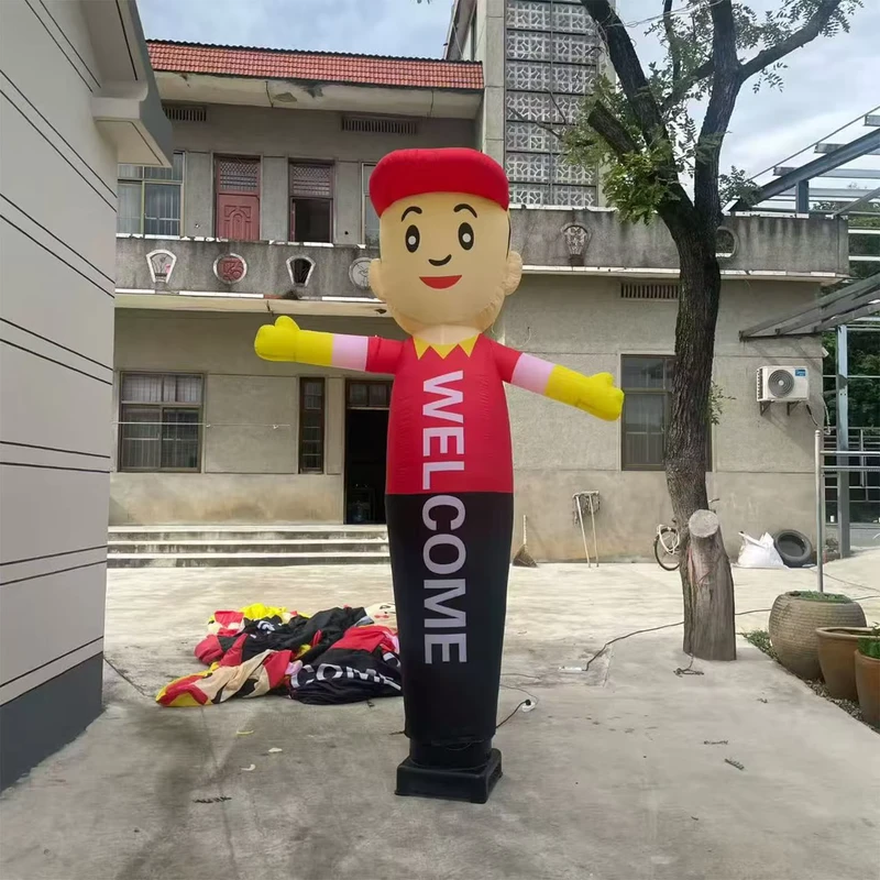 Desain Promosi Kustom 3m Tinggi Lengan Melambai Anak Laki-laki Inflatable Air Dancer Boneka Selamat Datang Manusia Tube Dancer