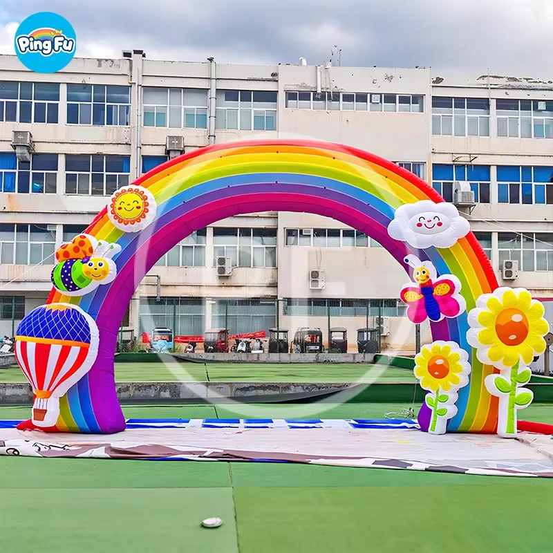 Promotional Inflatable Advertising Gate Custom Printed Decor Inflatable Flower Arch Inflatable Rrainbow Archway for Events