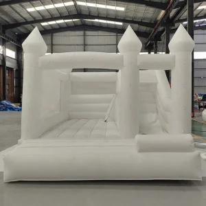 Pure White Jumping Inflatable Bounce House Kids’ Bouncy Castle with Slide for Outdoor Wedding Parties