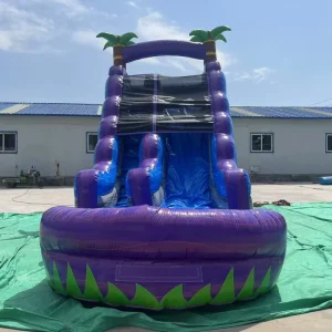Purple Marble Tropical Inflatable Water Slide with Splash Pool Commercial Grade PVC Giant Waterslide for Kids Party Rental