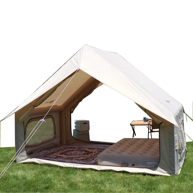 Tente gonflable grande, imperméable, en oxford, kaki, pour 5 personnes, camping quatre saisons