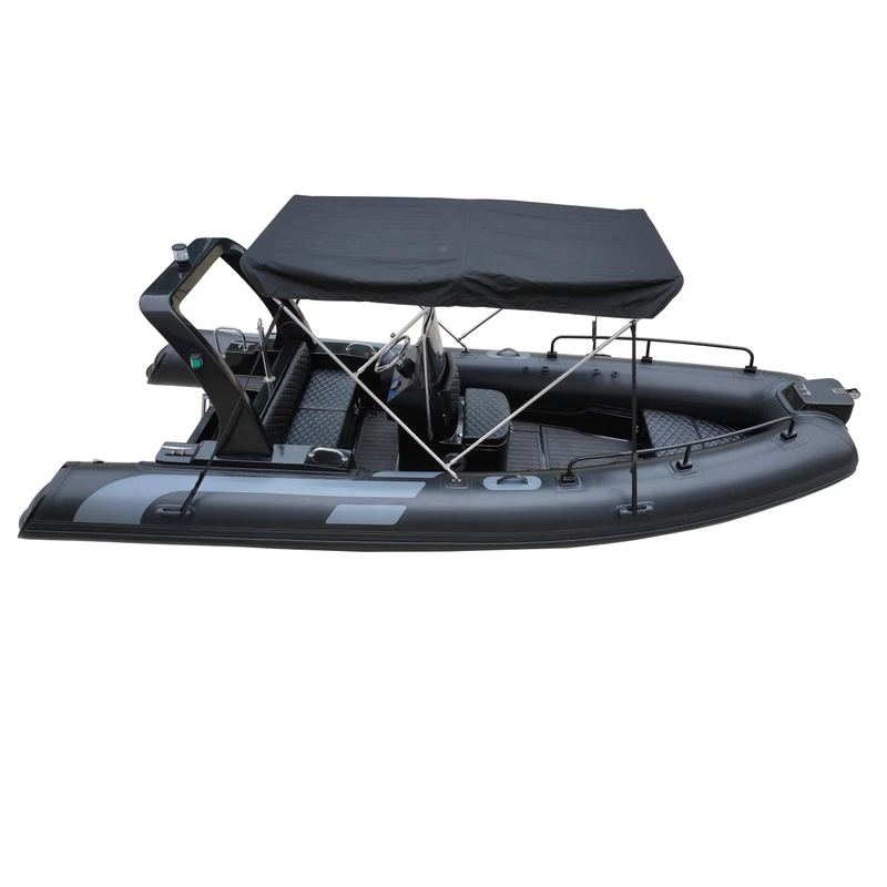 Thuyền RIB 540 Super Yacht bằng sợi thủy tinh chất lượng, thuyền câu thể thao 18ft, hoàn thiện màu đen, sức chứa 12 người
