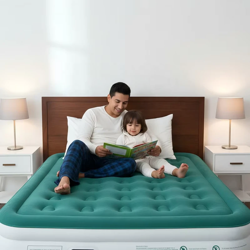 Kasur Udara PVC Ukuran Queen Tahan Lama Ramah Lingkungan dengan Pompa Terintegrasi untuk Furnitur Rumah Sakit Kamar Tidur