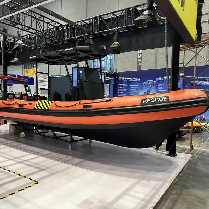 fiberglass racing RIB boat with outboard motor for sightseeing cruises and fishing customizable service