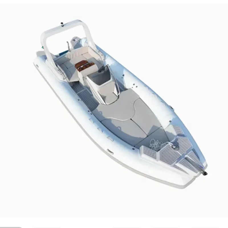 Barco RIB 760 com Casco Rígido, Barco Inflável de Hipalon com Escada de Natação
