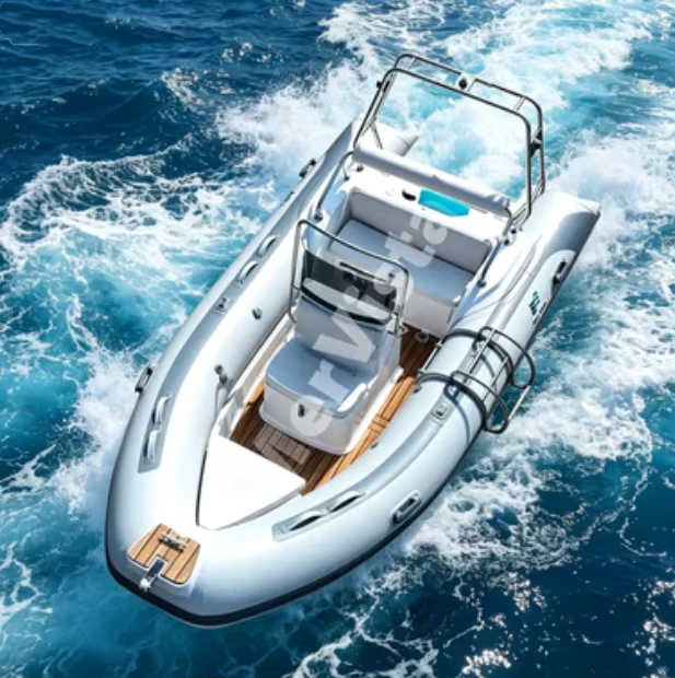 Gommone RIB 430 Scafo Rigido in Fibra di Vetro Gonfiabile con Motore Fuoribordo