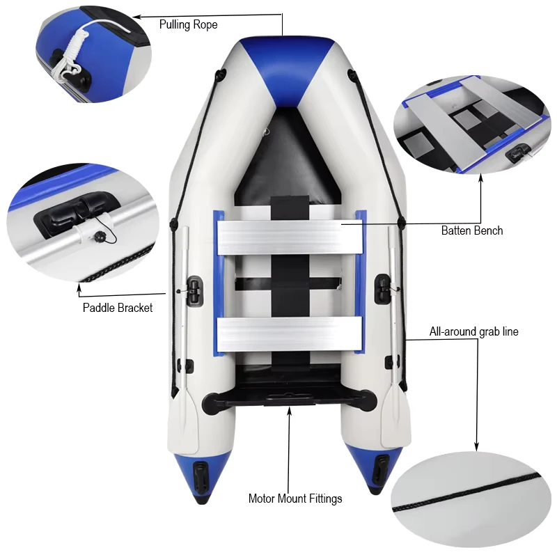 Barca Gonfiabile RIB con Logo OEM per 2 Persone, Oars Inclusi, Barca Gonfiabile per Pesca e Pontone