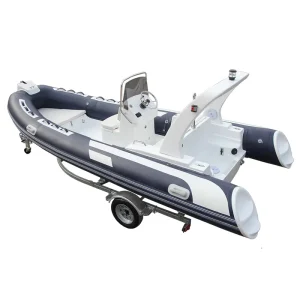RIB inflatable boat fiberglass hull RIB 540 boat with central control station and steering engine and trailer