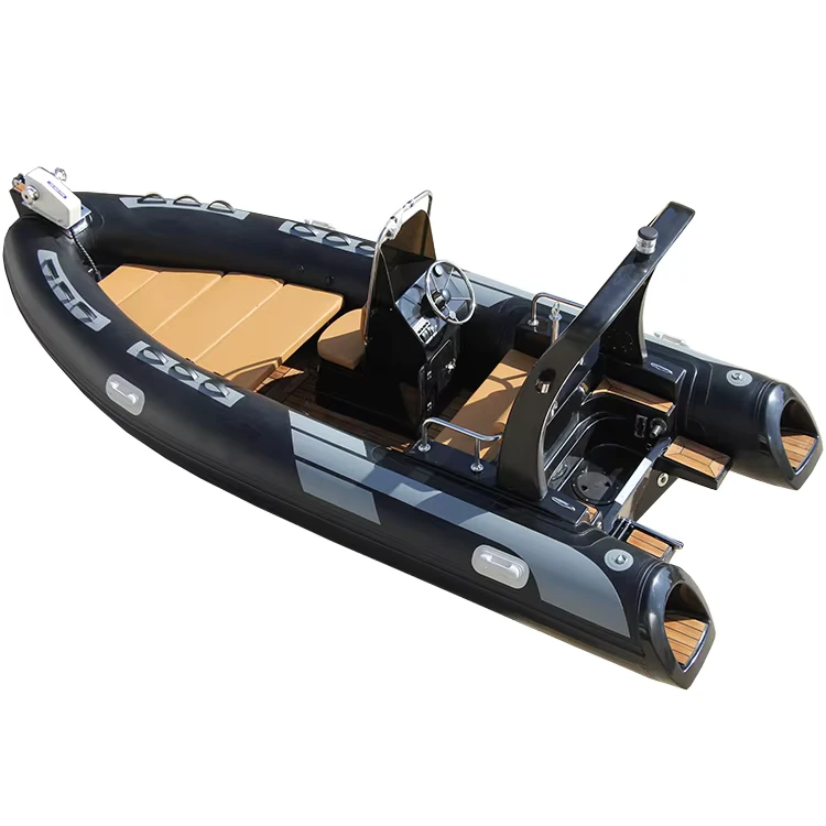 เรือประมง RIB ตัวถังไฟเบอร์กลาส Semi Rigid พร้อมท่อ Hypalon เรือ RIB 480D ขายพร้อมมอเตอร์