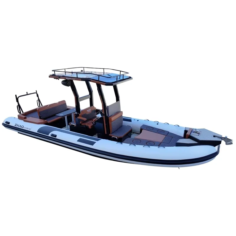 Kapal Kayak RIB Aluminium Performa Tinggi dengan Stasiun Kontrol T-Top, Tender Memancing dan Kapal Patroli
