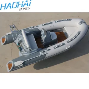 RIB430B 14ft CE Certified Fiberglass Sport RIB Boat Outboard Motor for Fishing 5 Persons Capacity