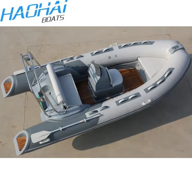 RIB430B 14ft CE Certified Fiberglass Sport RIB Boat Outboard Motor for Fishing 5 Persons Capacity