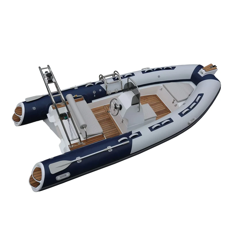 Kapal Kayak Inflatable Rib480 Kustom, Kapal RIB Semi-Kaku dengan Badan Fiberglass, PVC, Hypalon untuk Olahraga dan Rafting