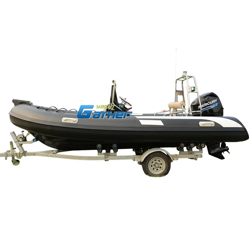 RIB480C, barco de pesca inflable rígido de fibra de vidrio de 16 pies, casco profundo, para propietarios de barcos con motor