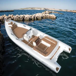 RIB760 12-foot, 14-foot inflatable sports yacht with fiberglass hull and outboard engine, Hypalon material, rigid inflatable boat for lakes and rivers