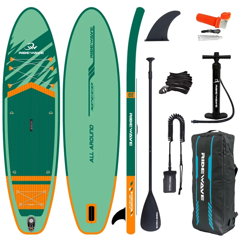 RIDEWAVE 10'6" Allround Aufblasbares Stand-Up Paddle Board Premium ISUP für Erwachsene und Anfänger für alle Wasserarten