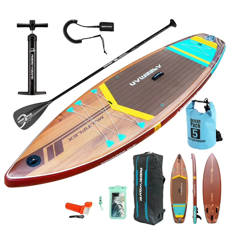 RIDEWAVE Nuovo design, gonfiabile, tavola da surf resistente e di alta qualità, accessori per paddleboard, surf e giochi acquatici SUP