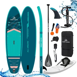 RIDEWAVE New Series Stand Up Paddle Board Factory OEM Logo Inflatable Fishing Board With Drop Stitch Material For Water Sports