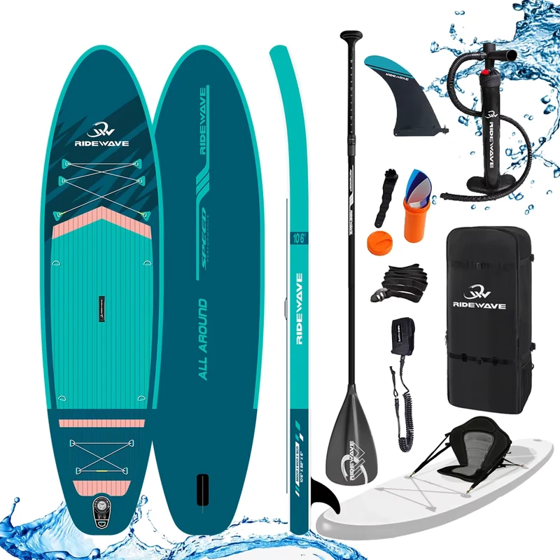 RIDEWAVE New Series Stand Up Paddle Board Factory OEM Logo Inflatable Fishing Board With Drop Stitch Material For Water Sports