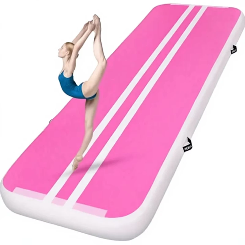 ROMELANDS Lucht Gymnastiek Track Tumbling Mat 4 Dikte 10/13/16 Ft Opblaasbaar Waterdicht Training Thuis Gebruik Pomp (BERRYPINK