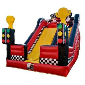 Racing Car Themed Giant Inflatable PVC Material Eco-Friendly Slide Kids Checkered Flag Trophy Play Equipment Commercial Grade