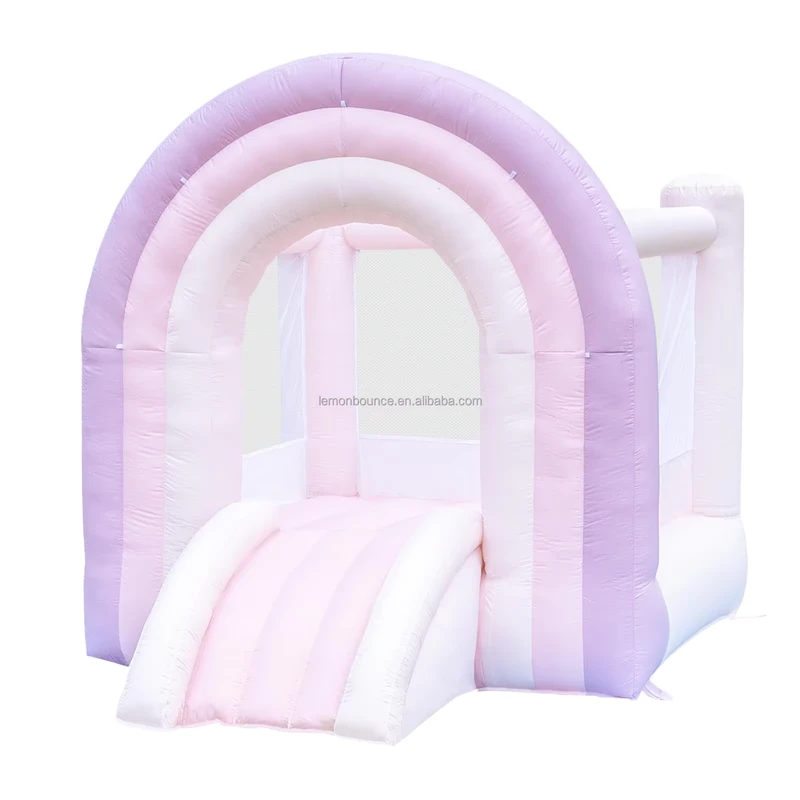 Regenboog Springkasteel met Glijbaan Roze Springkasteel Binnen Buiten Dromerige Speelruimte voor Kinderen