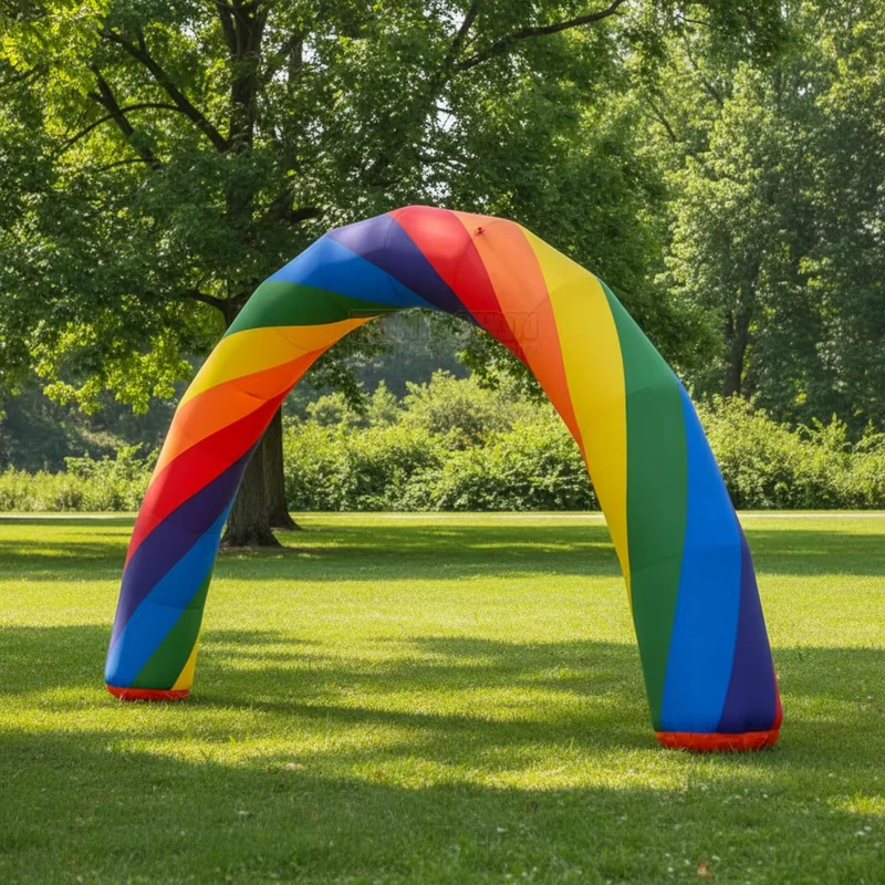 Regenbogen Markenpromotion Riesenaufblasbarer Werbebogen Individueller Aufblasbarer Bogen Abgerundeter Aufblasbarer Zielbogen