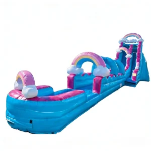 Rainbow Cloud Themed Inflatable Water Slide Slip N Slide Kids Commercial Grade Outdoor PVC Material Eco Friendly Water Parks
