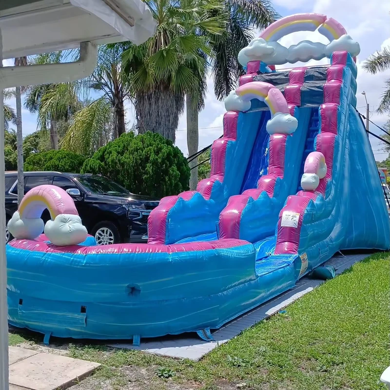 Rainbow Shaped Inflatable Water Slide with Pool for Commercial