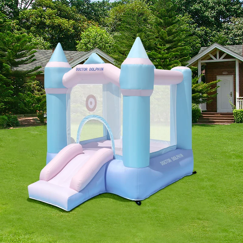 Kastil Seluncuran Inflatable Stok Siap, Kain Oxford Kapasitas 90KG, Rumah Lompatan untuk Anak-anak
