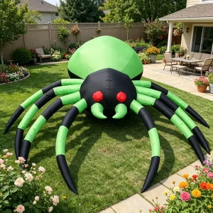 Realistic Over 12ft Inflatable Spider Cartoon Model Scary Prop Ornament with PVC Tarpaulin Water Resistant & Durable for Event