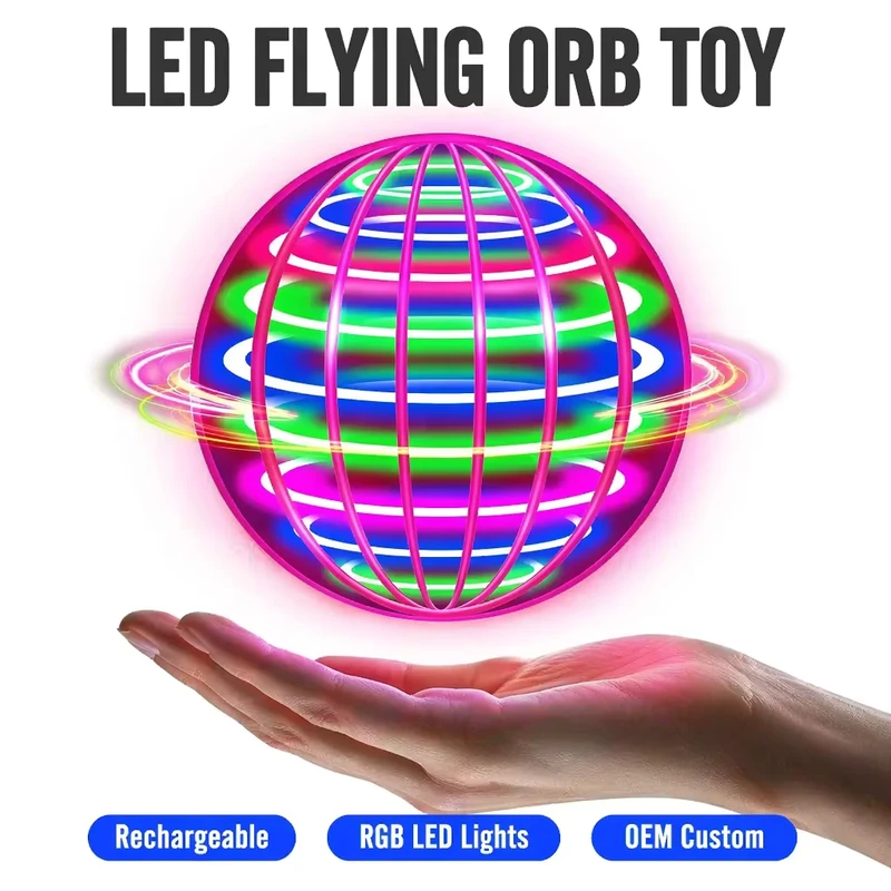 Rechargeable Flying Fly Orb Hover Galaxy Ball Automatic LED Lights Up Floating Magic UFO Outdoor Boomerang Cosmic Globe Toy Gift