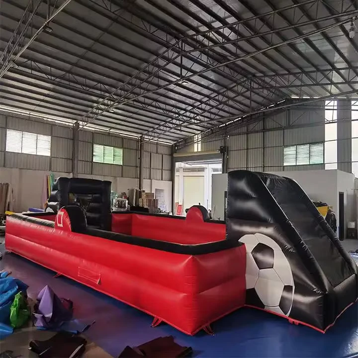 Lapangan Olahraga Inflatable Merah Hitam Lapangan Bermain Inflatable Ganda Lapangan Sepak Bola Soap untuk Dewasa dan Anak-anak