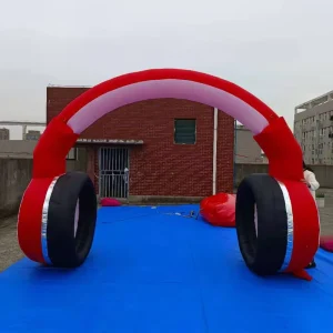 หูฟังบลูทูธ LED สีแดงดำแบบพองสำหรับเทศกาลดนตรีและเวทีดีเจ