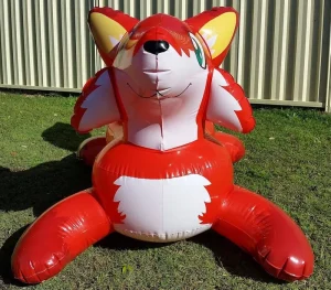Jouet de piscine gonflable en forme de renard rouge, animaux de fête gonflables, en PVC, scellé à l'air, renard en cartoon