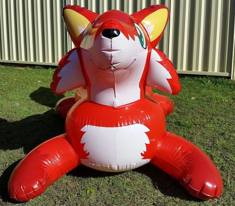 Juguete Inflable de Piscina en Forma de Zorro Rojo, Animales de Fiesta Inflables de PVC, Zorro de Caricatura Inflable