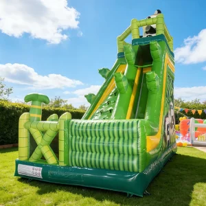 Rental Panda Themed PVC Inflatable Dry Slide Bouncy Castle Combo Climbing Wall Jumping Bouncer Public Events Kids Parties