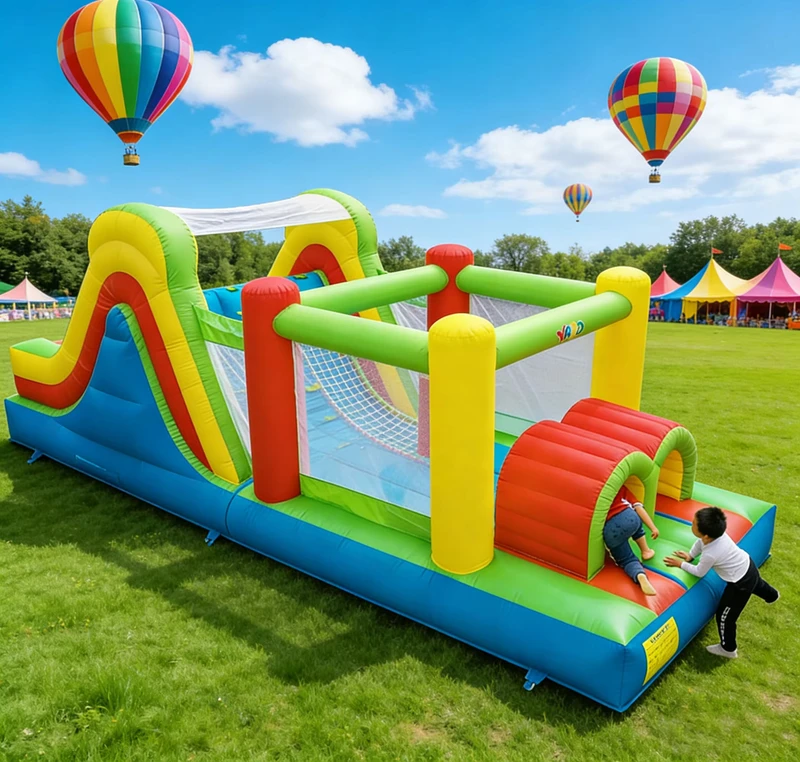 Privates Aufblasbares Hüpfhaus Hüpfburg Hindernisparcours Spiel Gebläse PVC Material Einfache Montage DFRL Modell 481 13 Personen