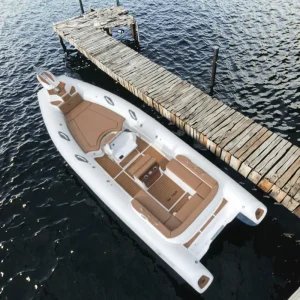 Nieuwe Rib 760 Sport Yacht 12' 14' Opblaasbare Fiberglas V-Type Diepe Romp Rigid Hypalon 1.2 mm PVC Vissen Meer Rivier Kajak met Buitenboordmotoren